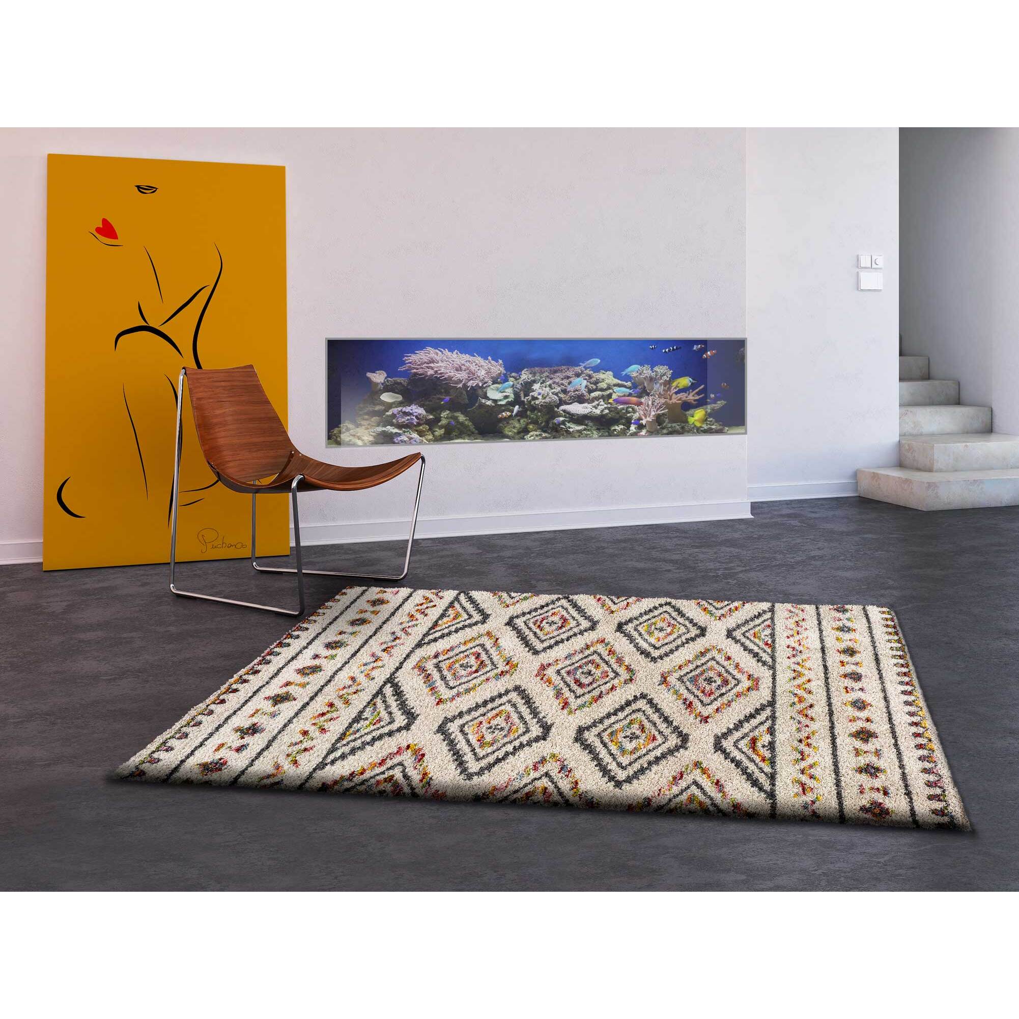 KASBAH Alfombra shaggy bereber multicolor, varias medidas disponibles