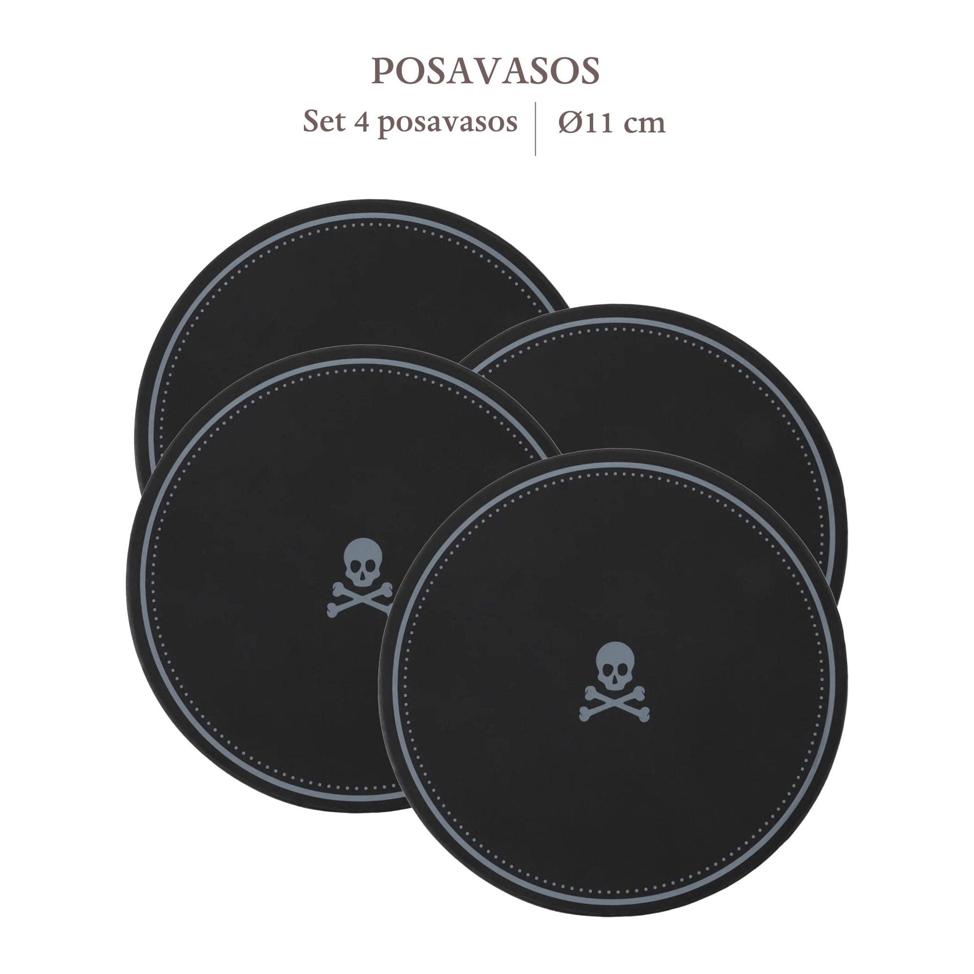 Set de 4 posavasos negros ø11cm scalpers home