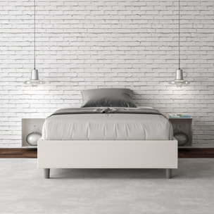 Cama con somier acolchada 140x210 cuero sintético blanco Azelia