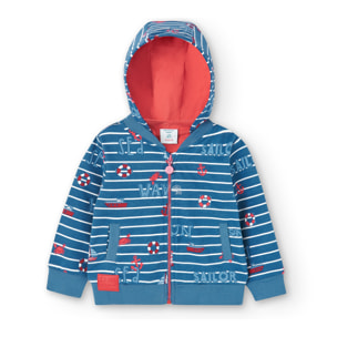 Chaqueta felpa bebÃ© niÃ±o, capucha desmontable estampada