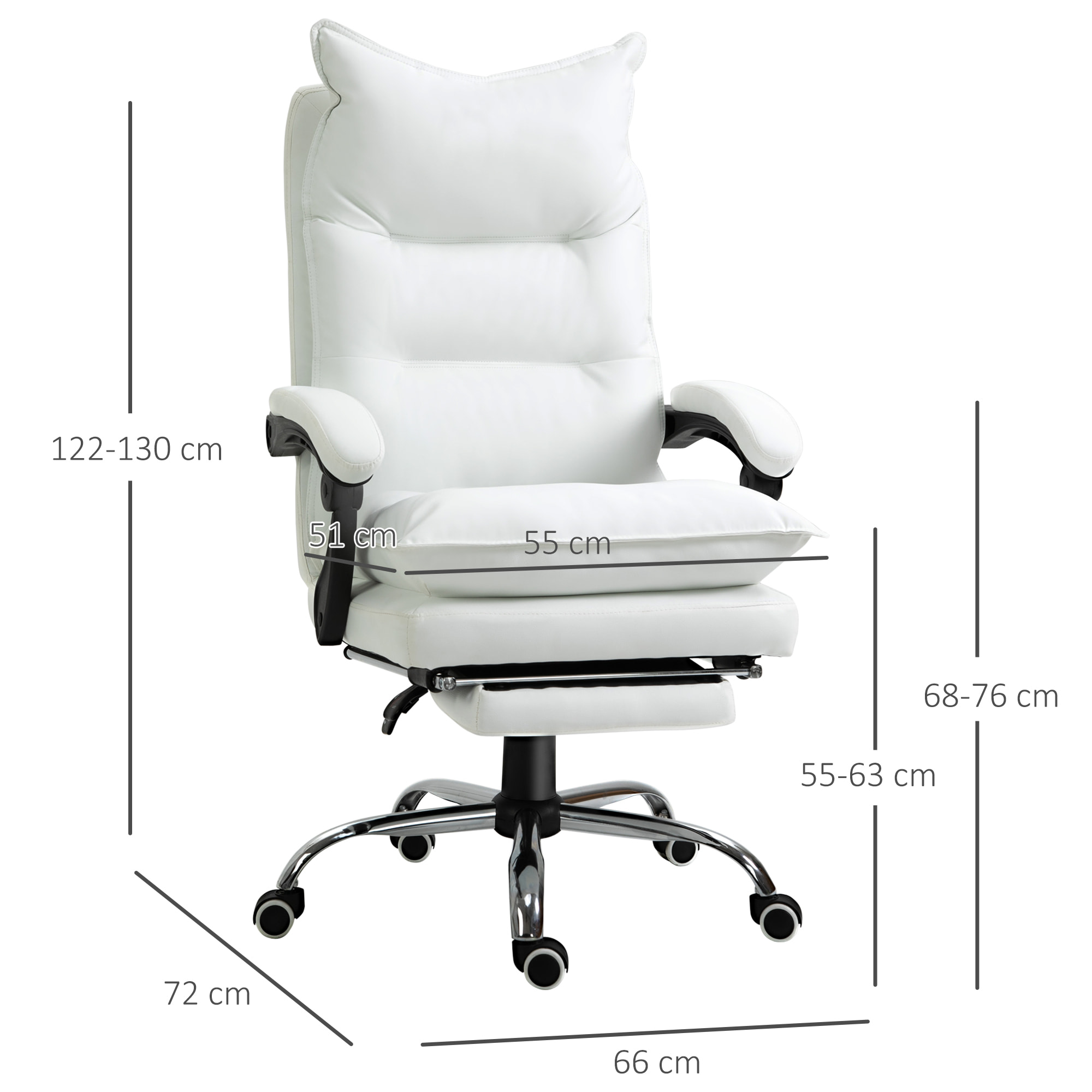 Fauteuil de bureau direction hauteur réglable dossier inclinable repose-pied intégré revêtement synthétique blanc