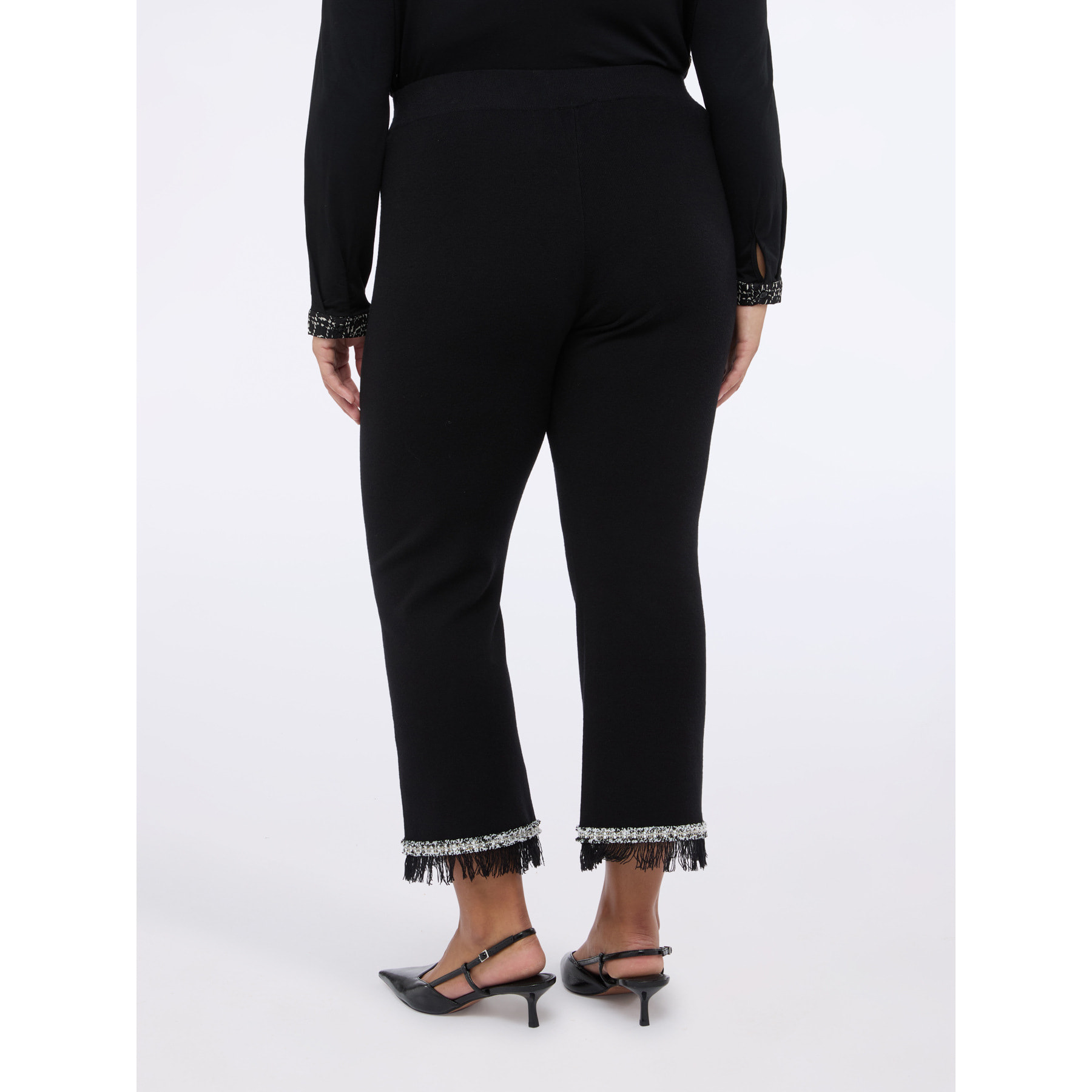 Fiorella Rubino - Pantalones Flare de punto con flecos - Negro