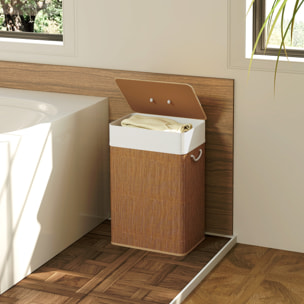 Panier à linge rectangulaire bambou 72L déhoussable lavable marron