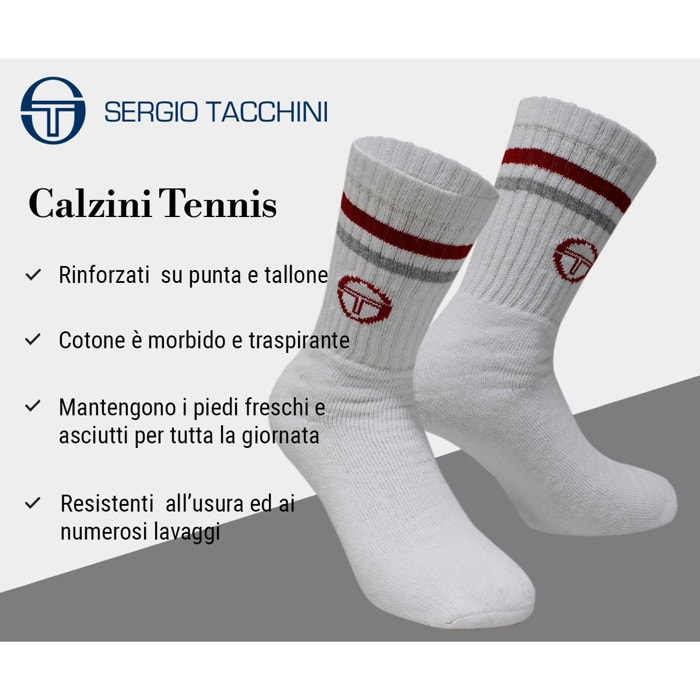 12 paia Calzini Uomo Tennis, Sergio Tacchini Nero