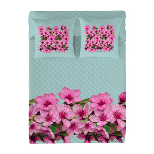 Devota&Lomba - Colcha Bouti Estampada - 100% Algodón - 70 gr/m² - Flor Almendro Cenefa