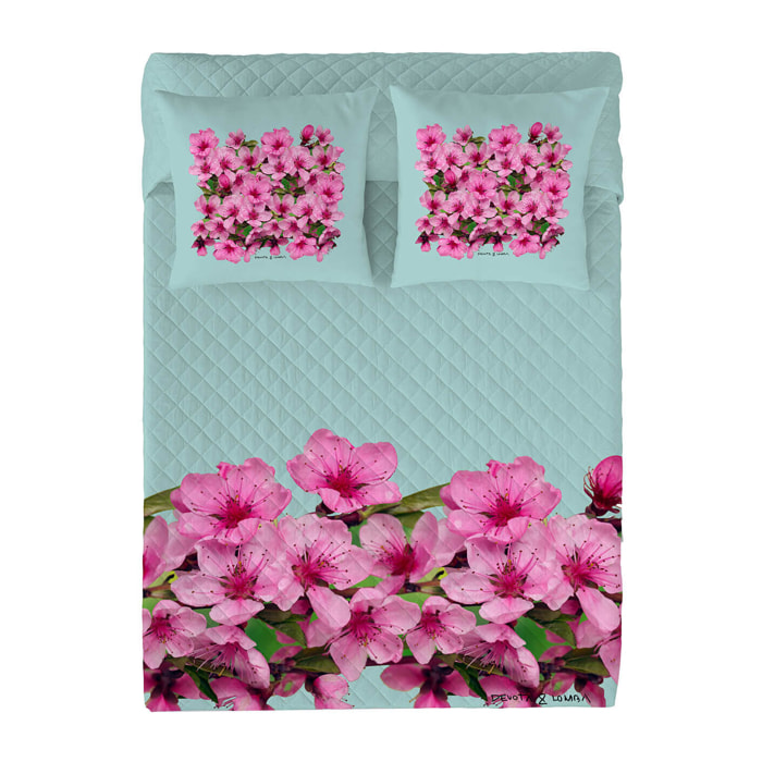 Devota&Lomba - Colcha Bouti Estampada - 100% Algodón - 70 gr/m² - Flor Almendro Cenefa