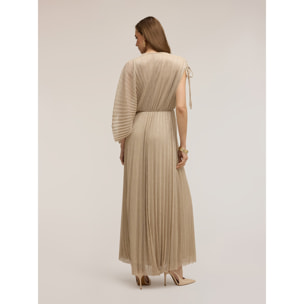 Motivi - Vestito lungo plissé metallizzato - Beige