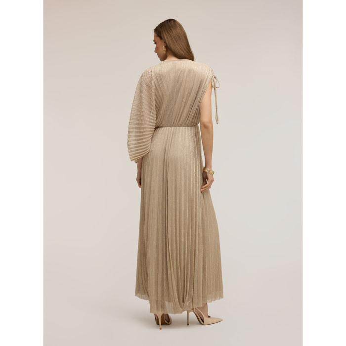 Motivi - Vestito lungo plissé metallizzato - Beige