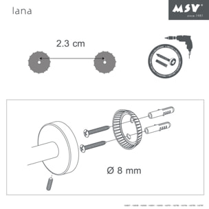 Brosse wc avec support à fixer Acier & bambou IANA Blanc mat MSV