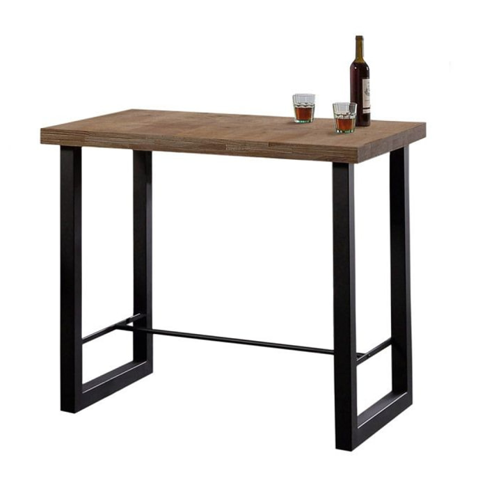 Mesa alta fija con patas metálicas en negro y roble boreal 120x100 cm Loft Roble boreal – Negro