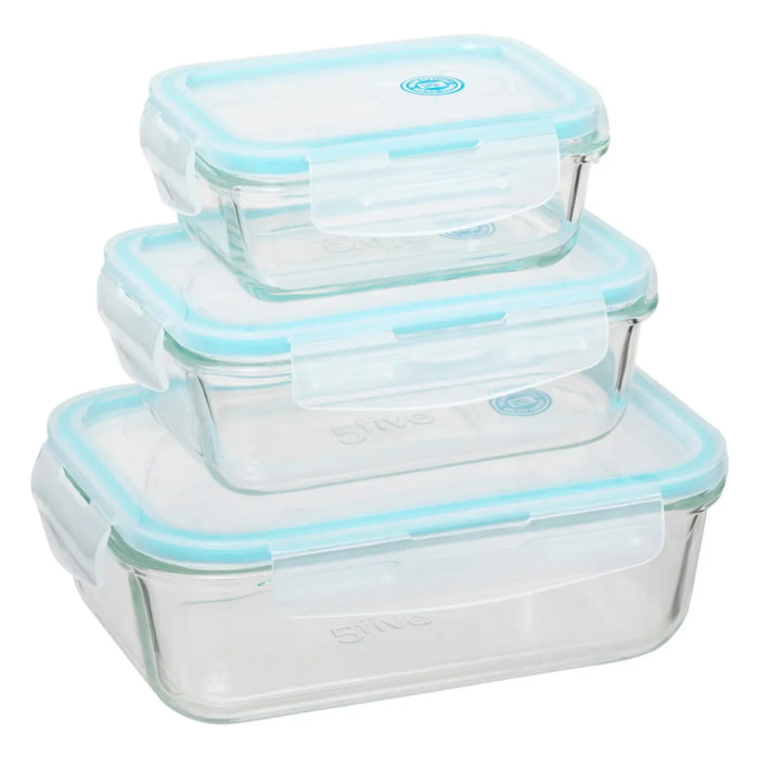 3 petites boîtes rect de conservation verre ClipEat