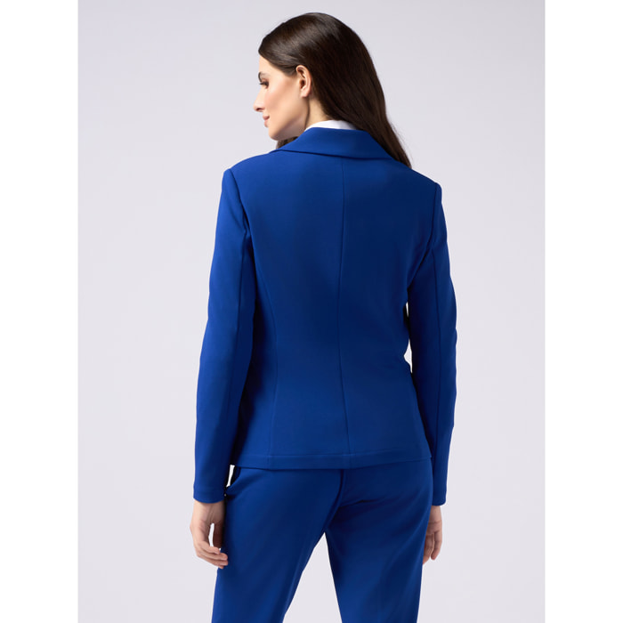 Oltre - Chaqueta blazer de tejido scuba crepé - Azul aciano