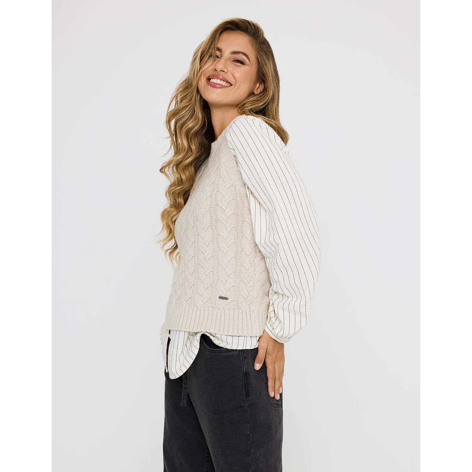 Chaleco Punto Grueso Beige - Alpica