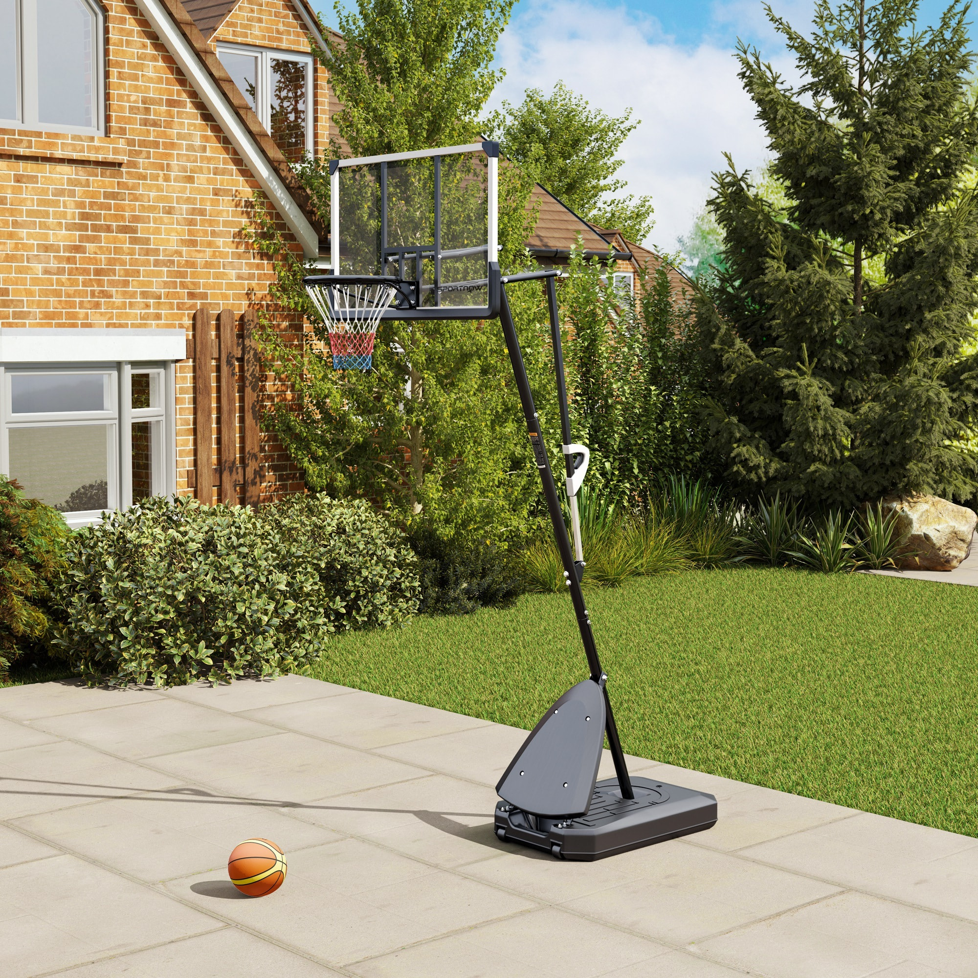 Canasta de Baloncesto para Exterior, Altura Ajustable de 16 Niveles, 150-305 cm, Canasta de Baloncesto Portátil con Ruedas, Base Rellenable y Sistema de Retorno, para Adultos y Adolescentes