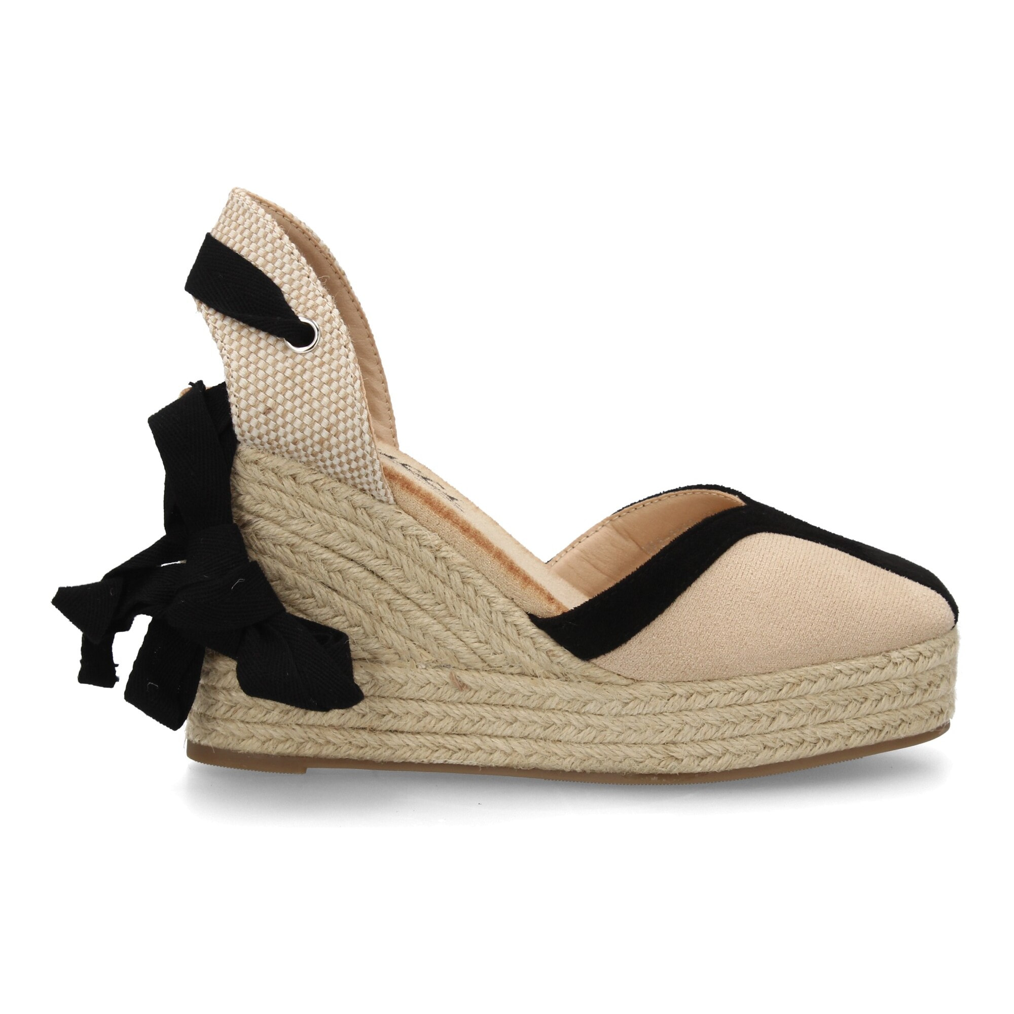 Alpargata de cuña alta de esparto con cintas