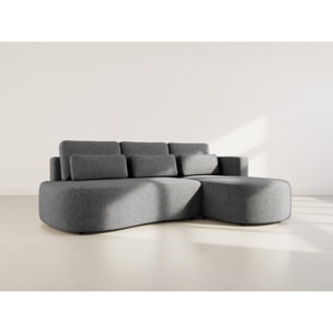 Mahina - canapé d'angle droit 4 places convertible avec coffre en tissu texturé - Gris Anthracite