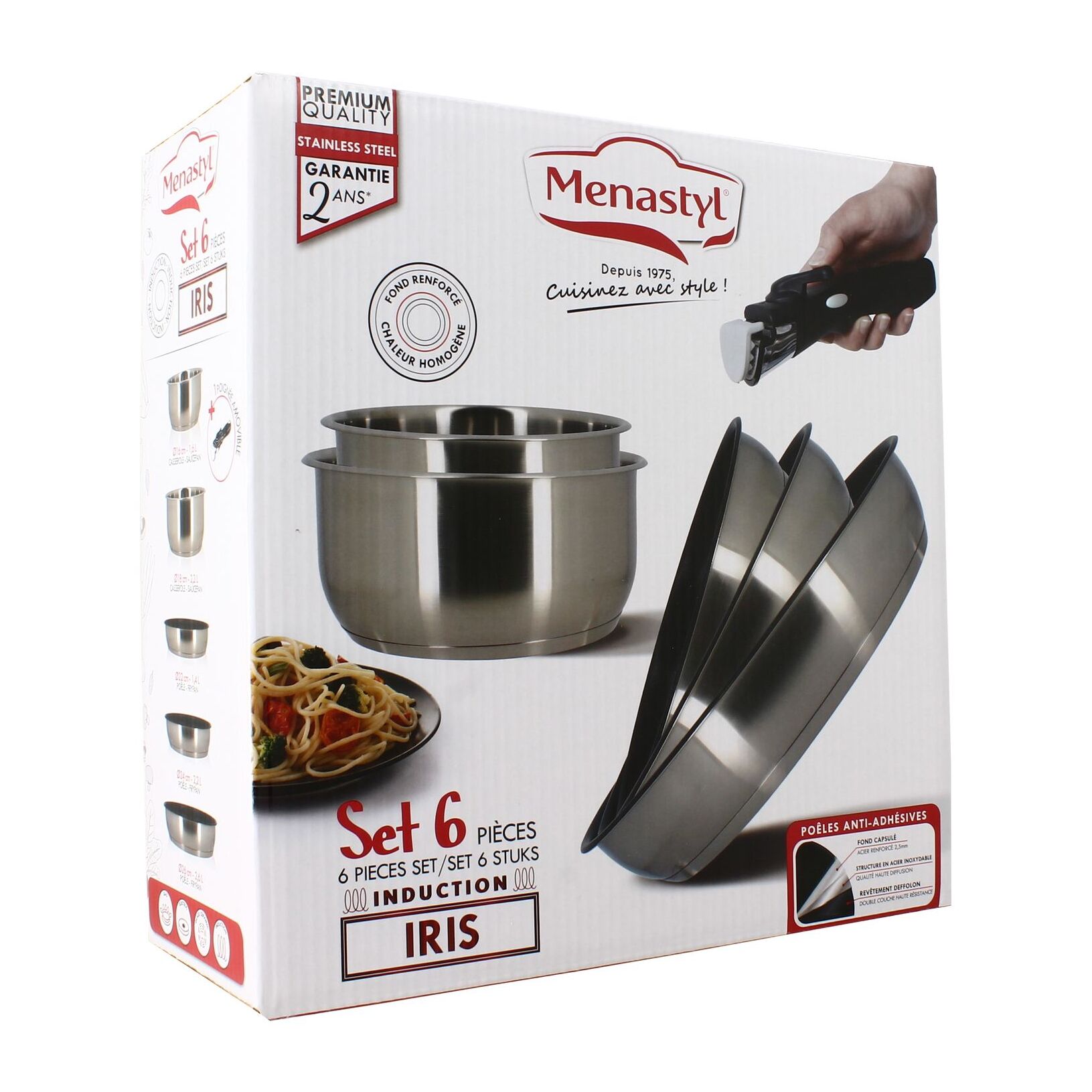 Batterie de cuisine 6 pièces en inox - tous feux IRIS