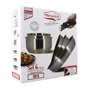 Batterie de cuisine 6 pièces en inox - tous feux IRIS