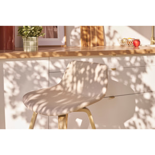 Tabourets de bar scandinaves beige et bois clair H65 cm (lot de 2) NONIE