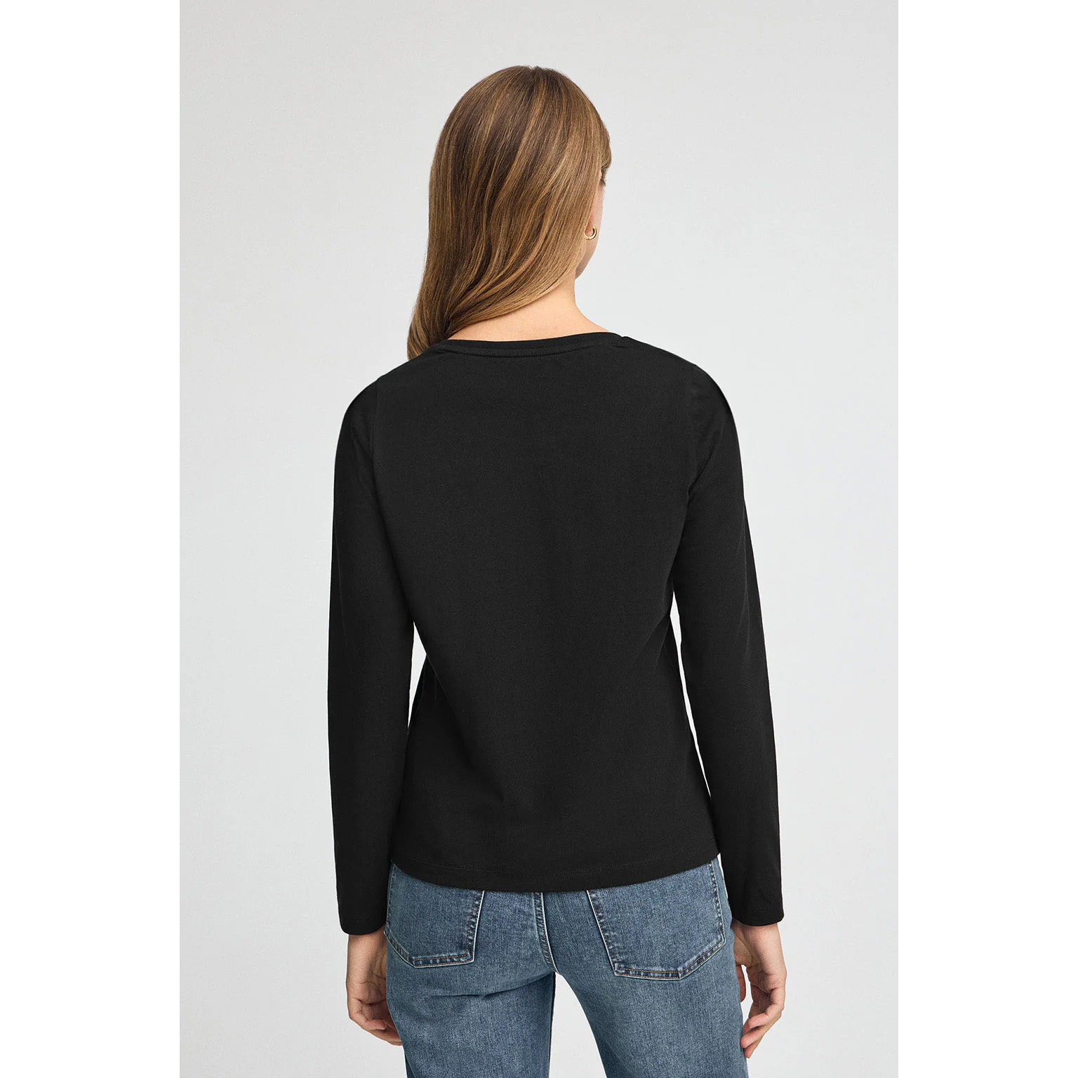 Camiseta negra de manga larga y cuello redondo con logo Rigby Go Gold