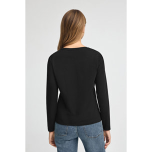 Camiseta negra de manga larga y cuello redondo con logo Rigby Go Gold