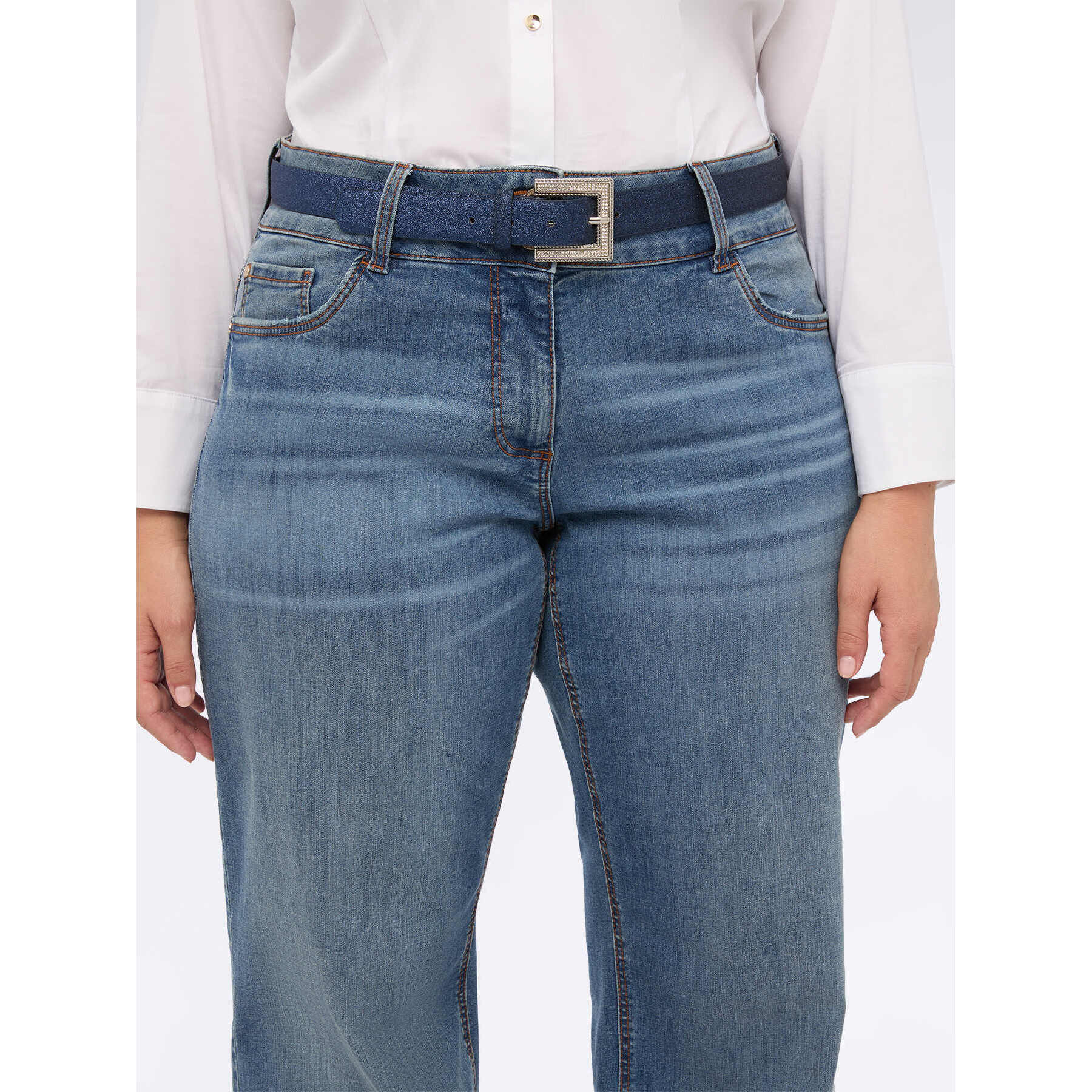 Fiorella Rubino - Cintura con fibbia gioiello glitterata - Blu