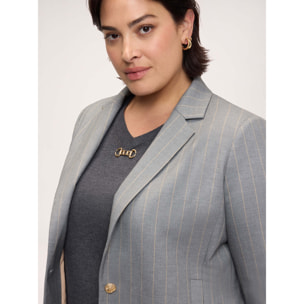 Fiorella Rubino - Blazer gessato con bottoni dorati - Grigio