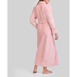Bata mujer tejido Jacquard, de estilo clásico con una solapa, botones, bolsillos laterales, cinturón y manga larga