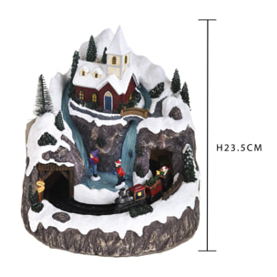 Villaggio con musica movimento e luci con treno - Pezzi 1 - 21,5xH23,5x20cm - Bianchi Dino SpA