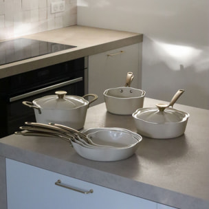 Poêle en aluminium recyclé beige 24cm en forme de fleur DAHLIA