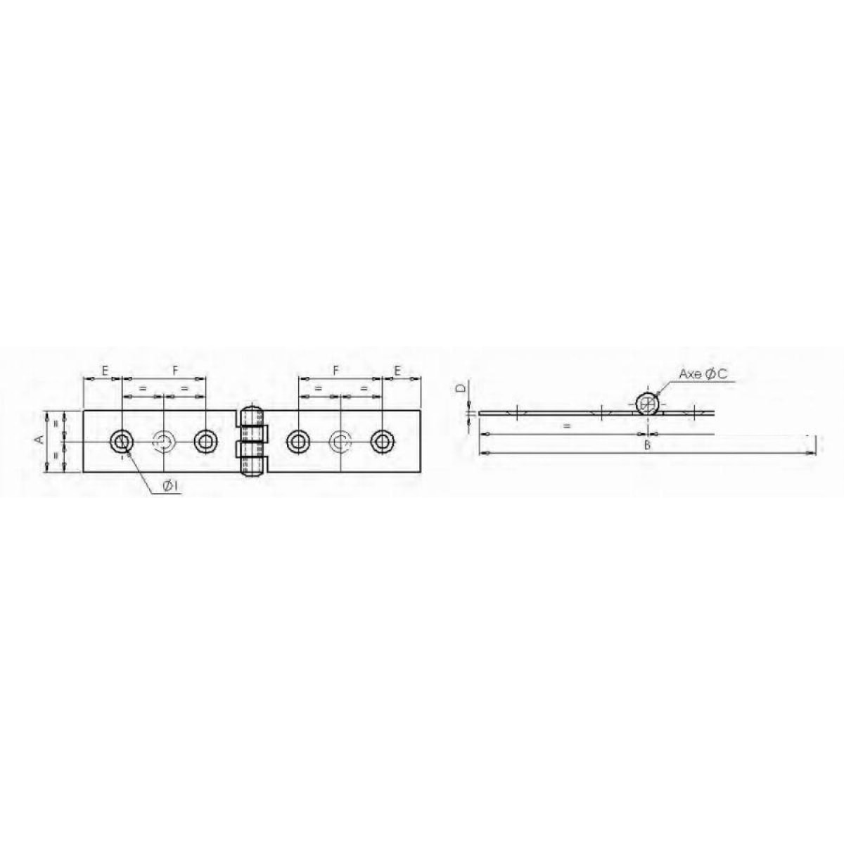 Charnière pour coulisse de lit 1012 MONIN acier décapé 22x100 - 426890