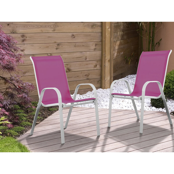 Fauteuil jardin Textilène "Cordoba" - Phoenix - Rose - Lot de 2