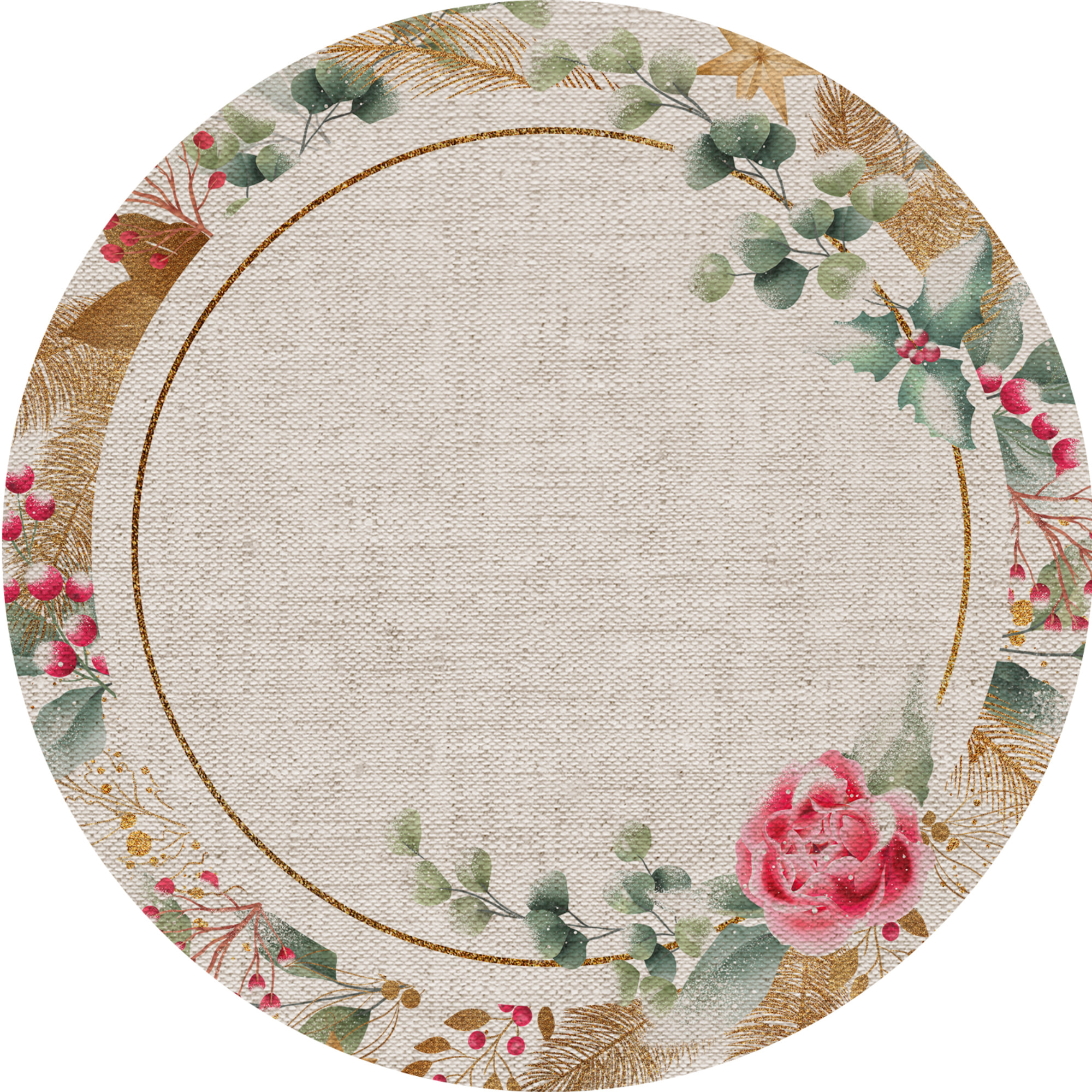 VINILIKO, set de 4 individuales de mesa Circular Corona Navideña 4u-[Diam] 40 cm