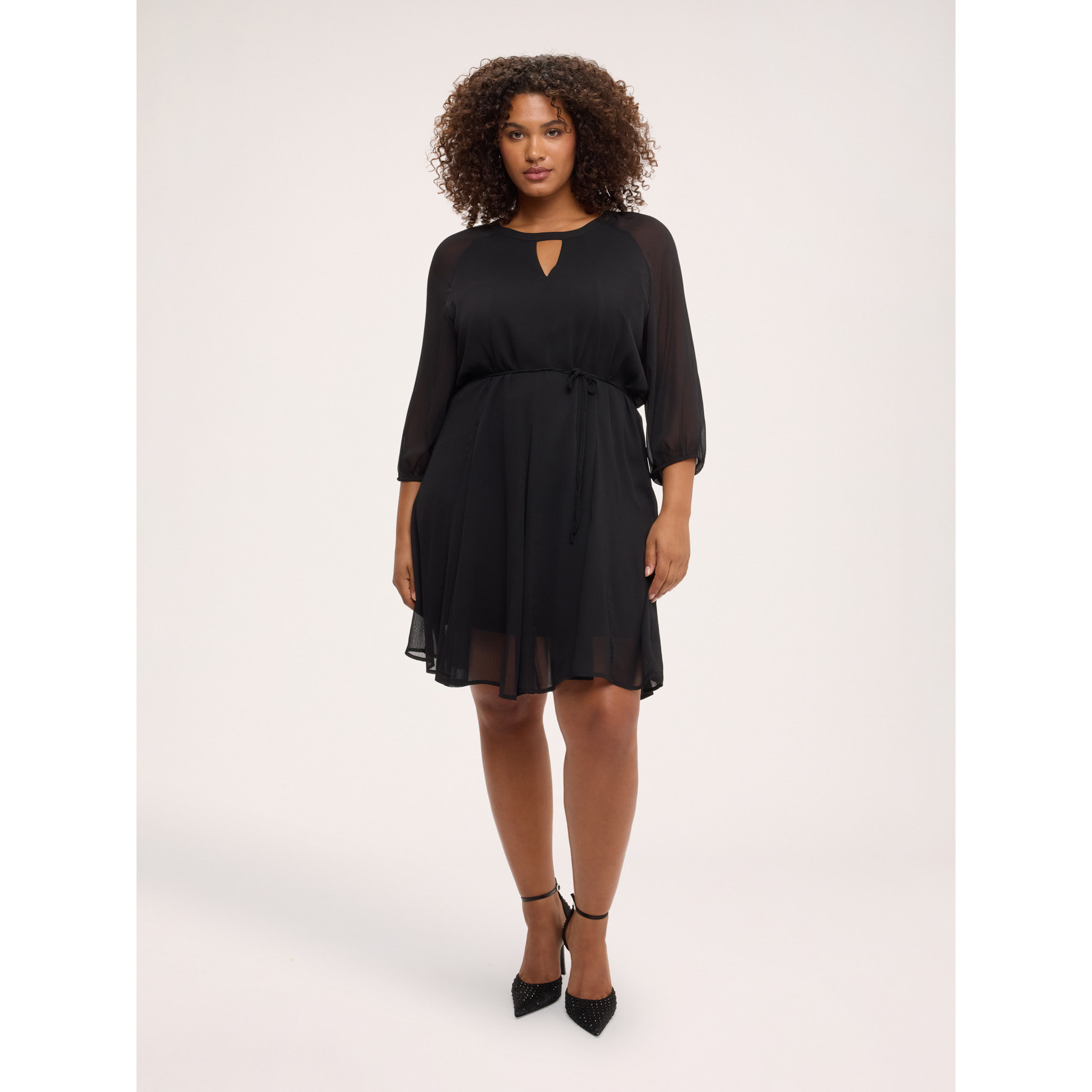 Fiorella Rubino - Vestito corto svasato in georgette - Nero