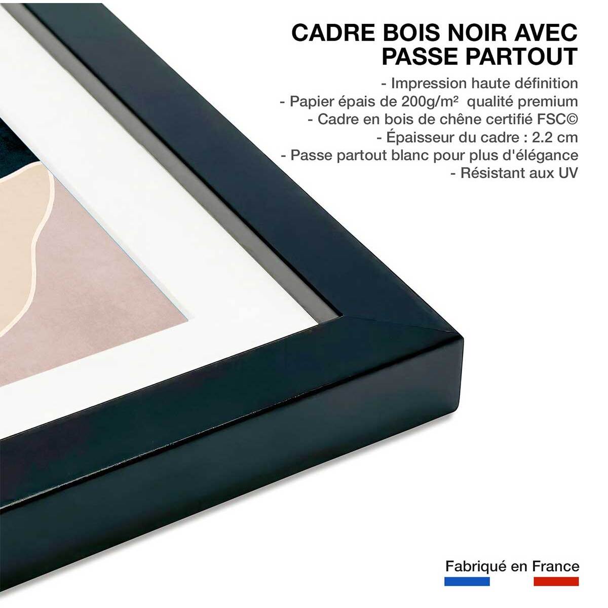 Affiche ""drowning sun"" Affiche + cadre en bois - Noir