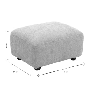 Pouf repose pieds en tissu effet velours texturé beige JOYA
