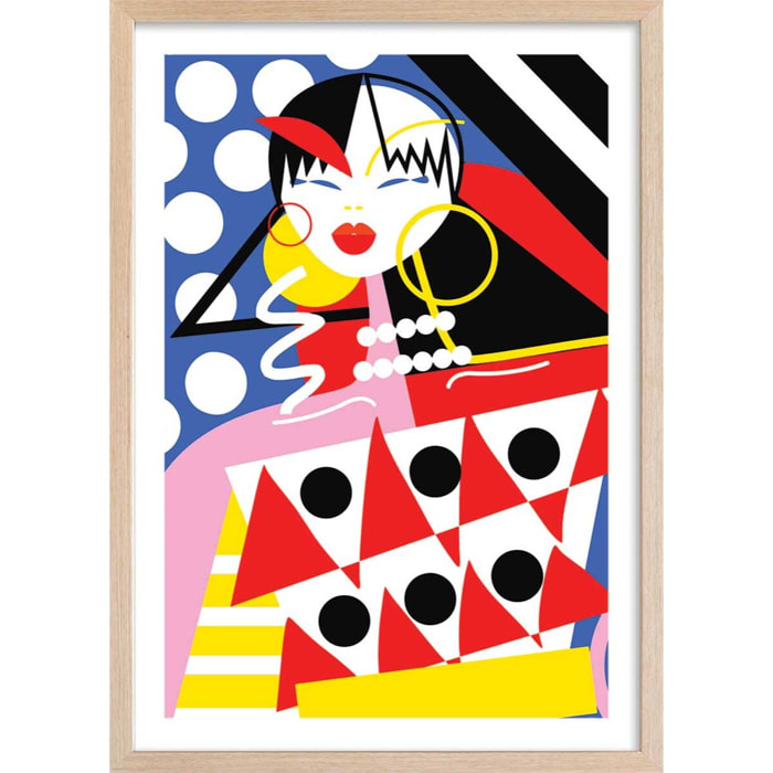 Affiche la vie trépidente d'une femme! Affiche + cadre en bois - Chêne