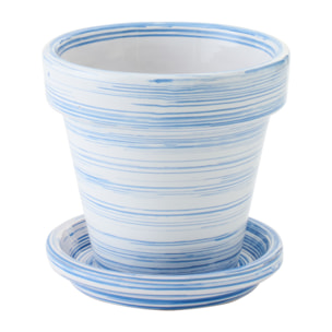 J-Line Cache-pot - céramique - bleu/blanc - small