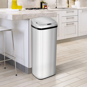 Poubelle à capteur de mouvement ouverture automatique 50L acier inox.