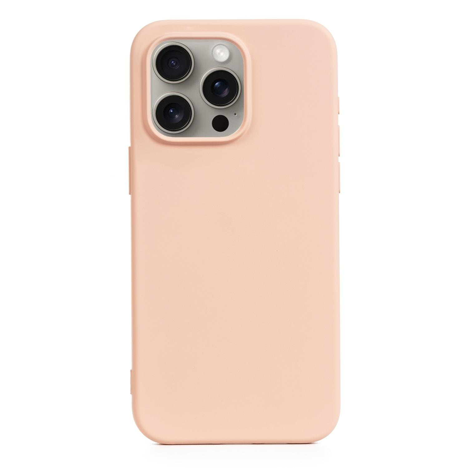 DAM Custodia in silicone Essential per iPhone 15 Pro. Interno morbido e vellutato. 7,34x1,11x14,94 centimetri. Colore: rosa chiaro