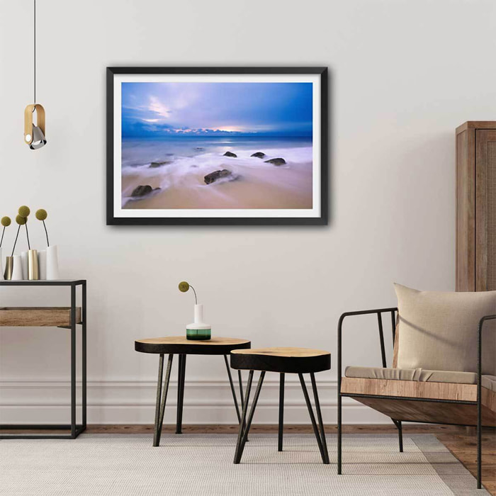 Affiche levée de soleil sur pulau wehe Affiche sous cadre noir