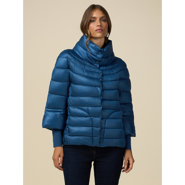 Oltre - Hooded down jacket with sleeves - Azul