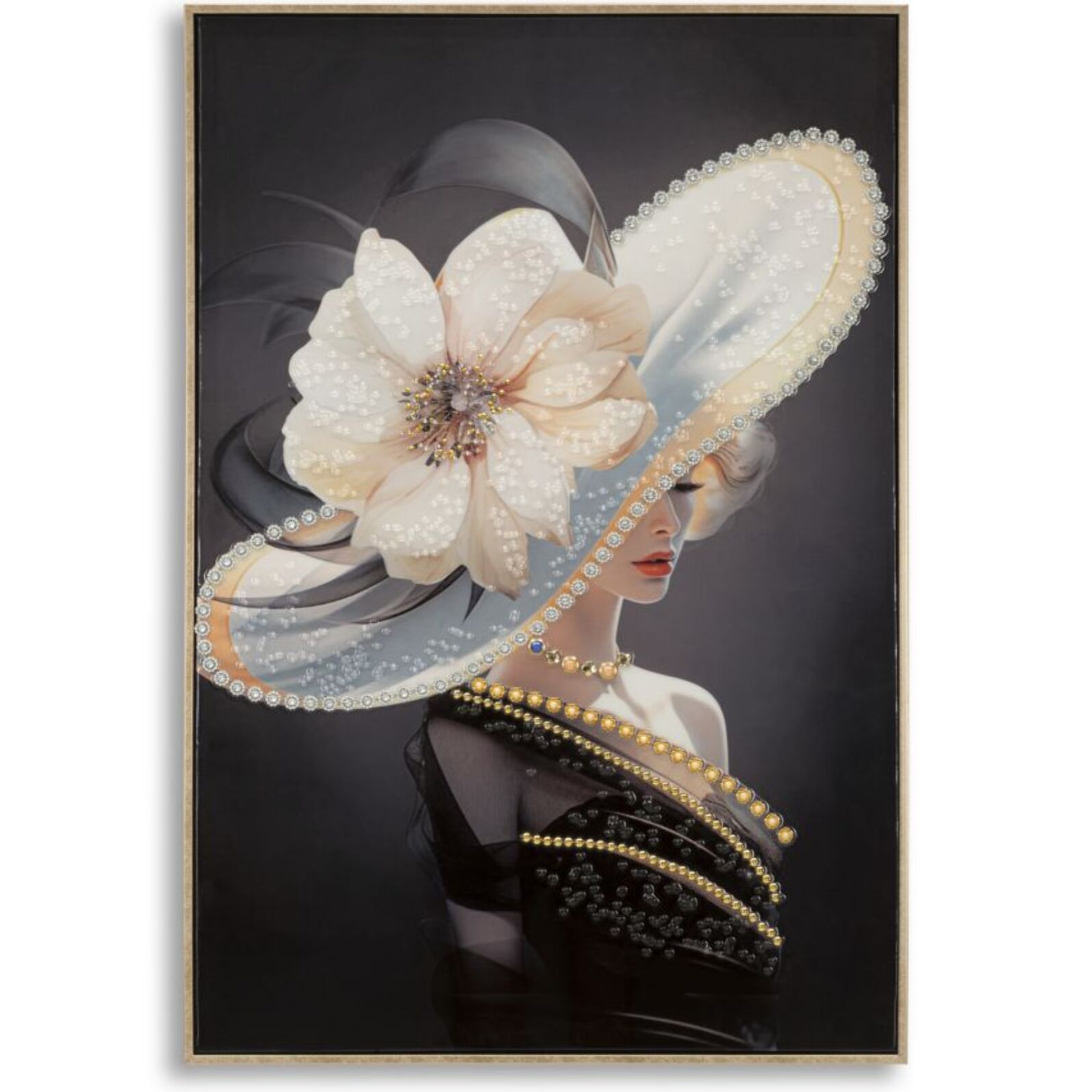 DIPINTO SU TELA LACCATO WIEN HAT -A- C/CORNICE CM 62X4X92