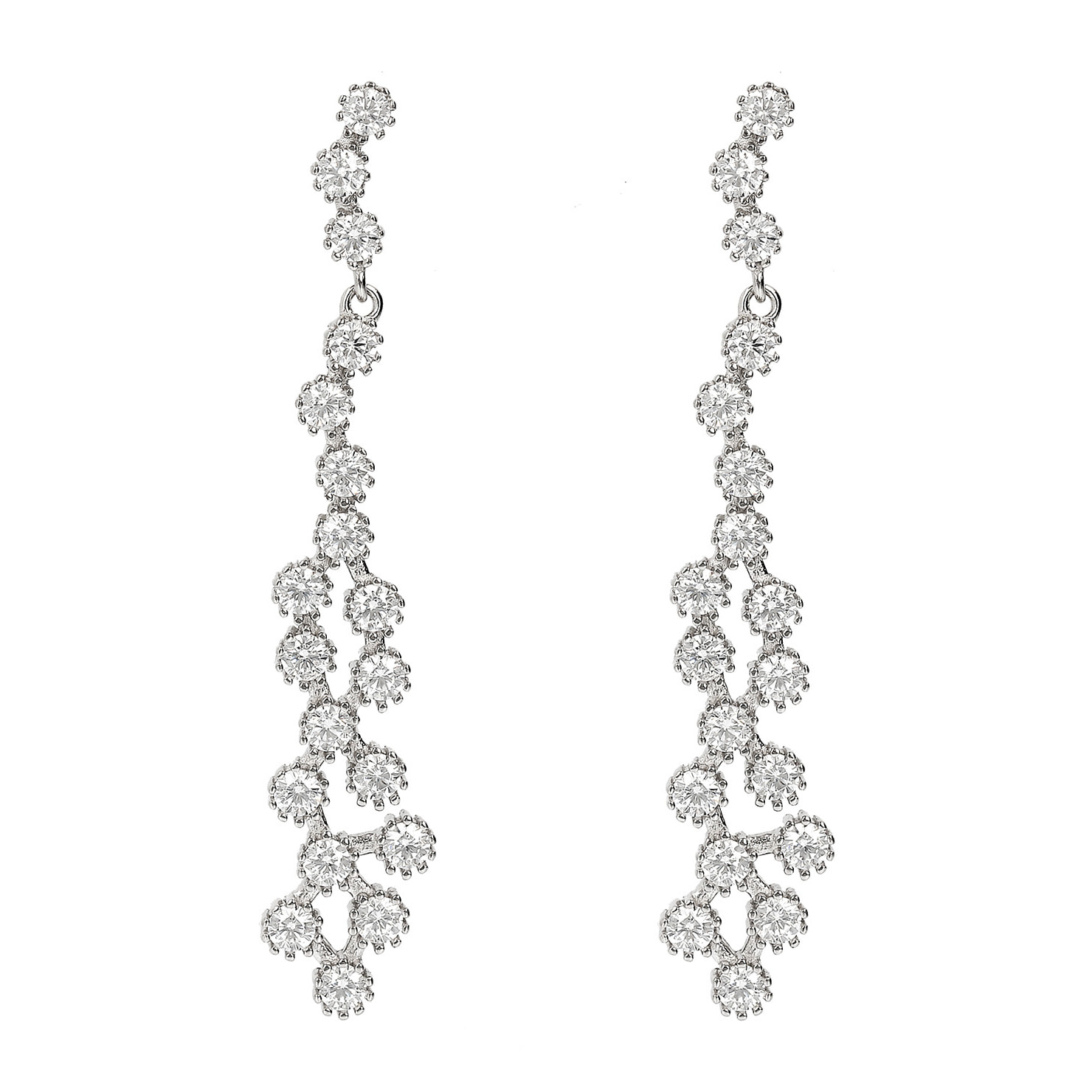 Orecchini Pendenti a Filo con Punti Luce in Cubic Zirconia in Argento 925