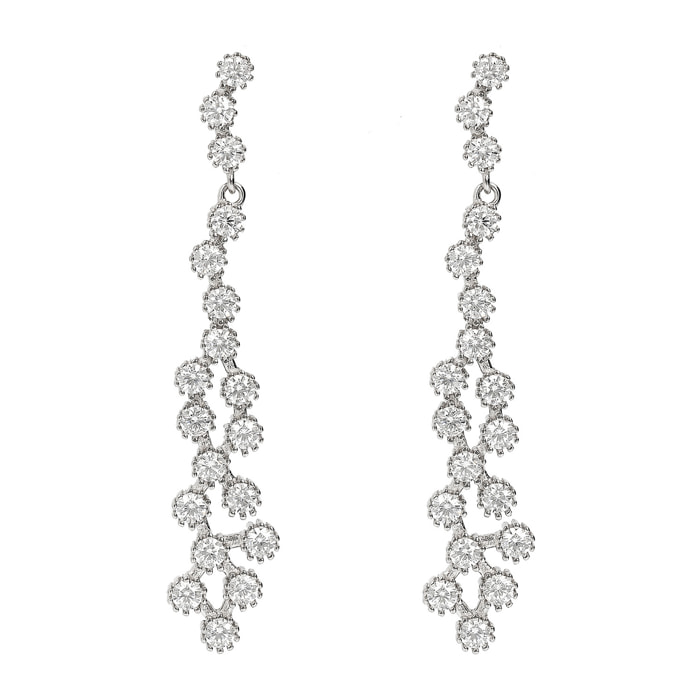Orecchini Pendenti a Filo con Punti Luce in Cubic Zirconia in Argento 925