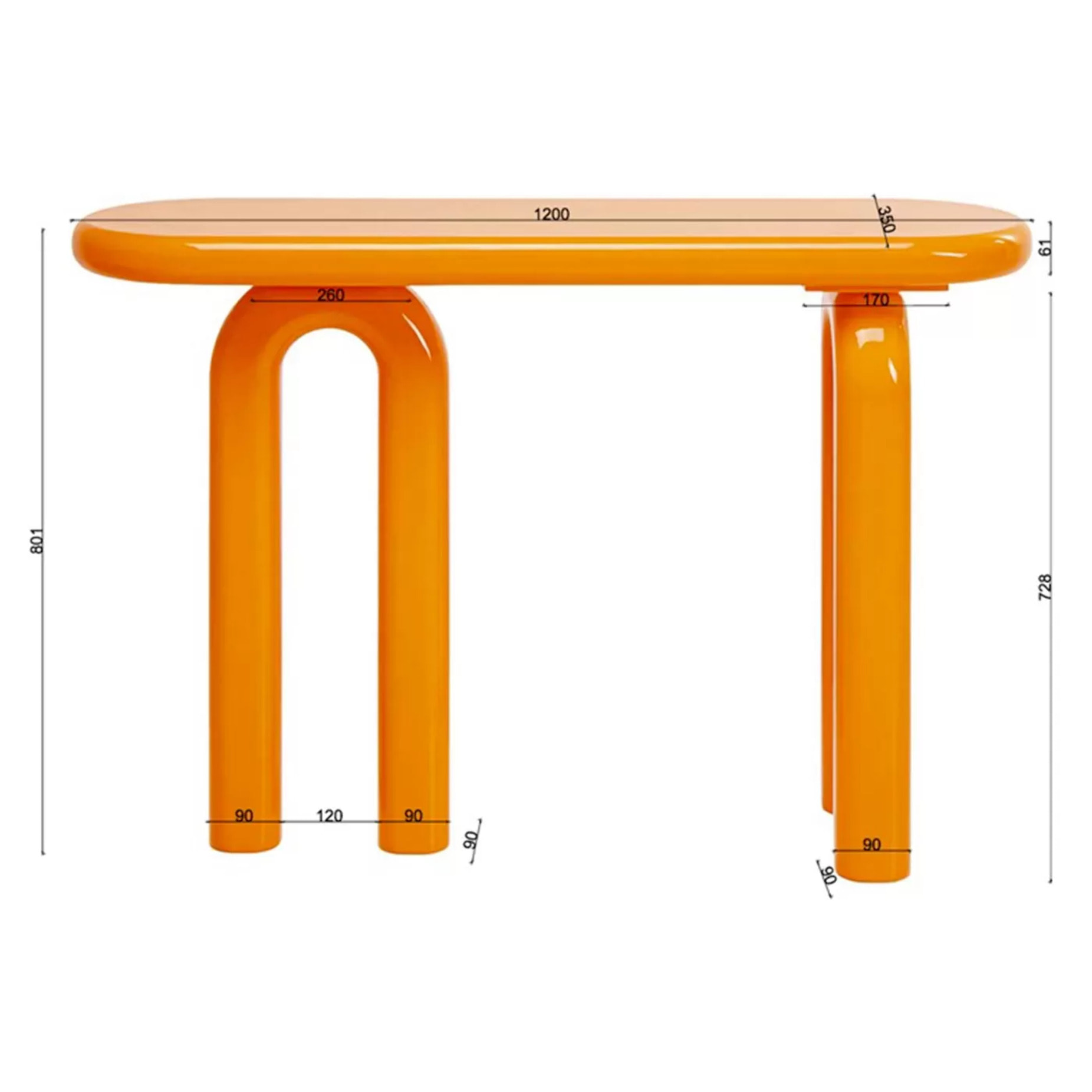 Console Eliano 120x35cm orange Kare Design