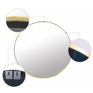 Specchio da parete rotondo con cornice dorata 70 cm