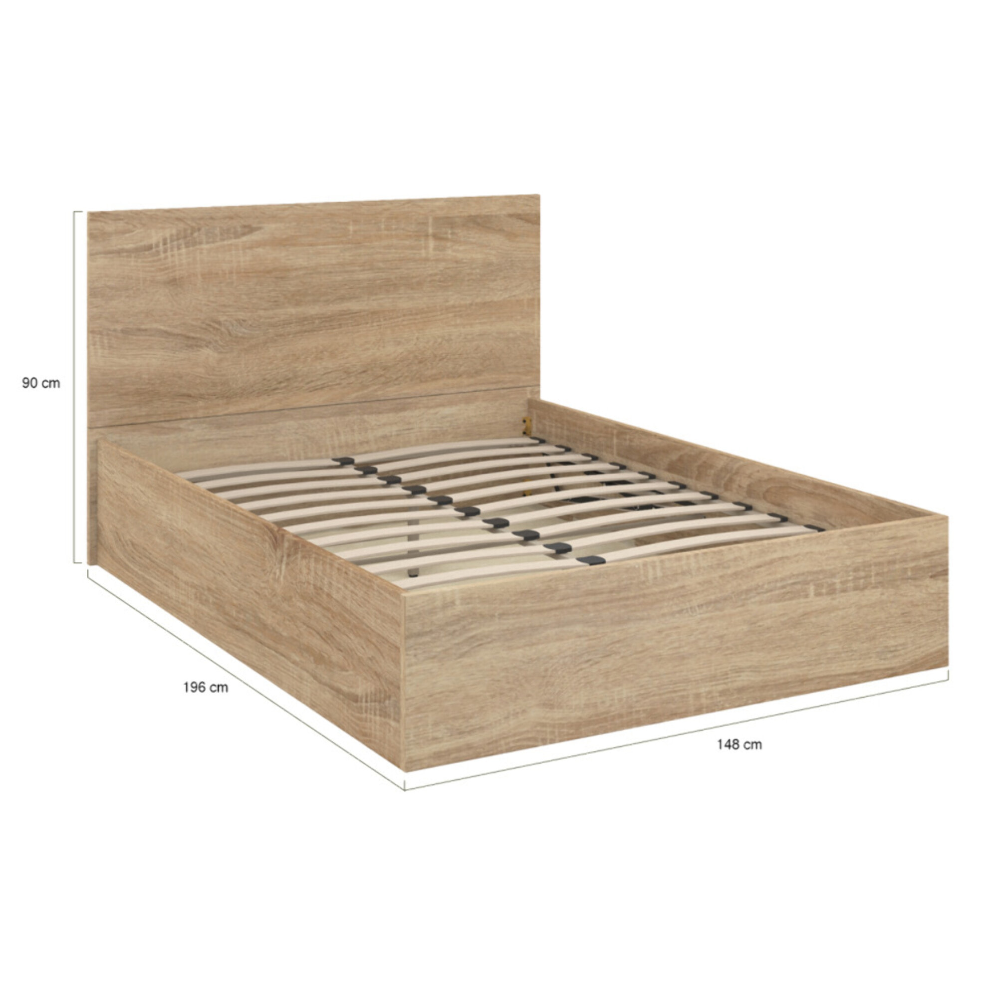 Lit coffre Sicilia 140x190cm effet bois naturel