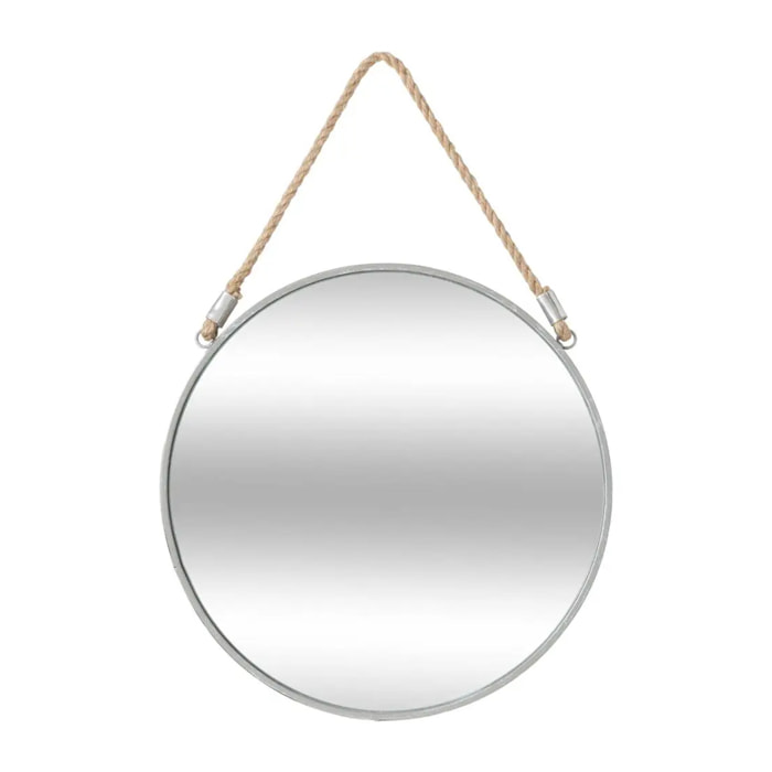 Miroir "Corde" gris - métal D38 cm