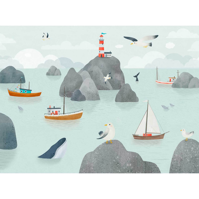 Papier peint baleine chambre enfant Intissé